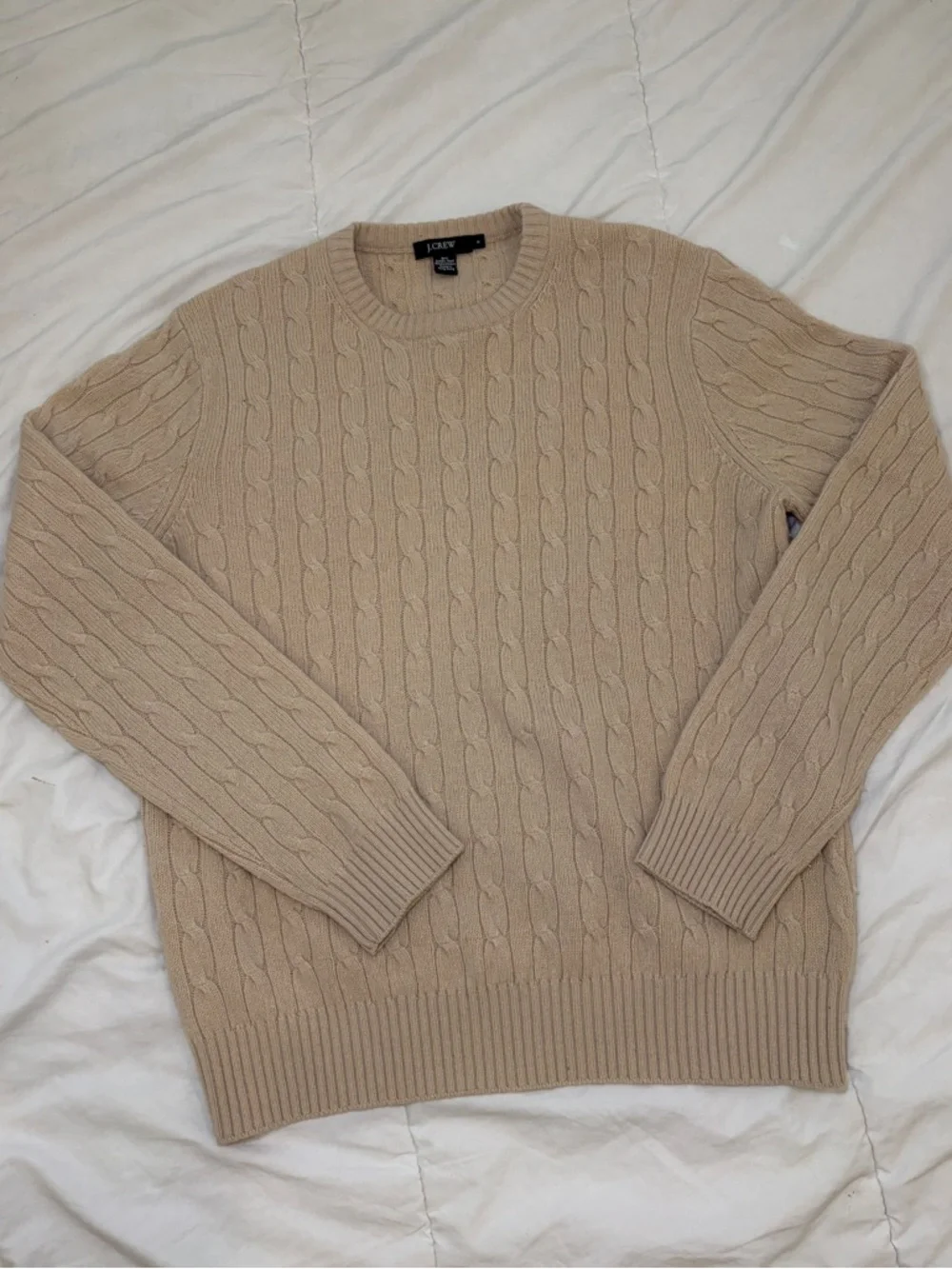J.CREW | wool and cashmere tan cable crewneck sweater men’s small